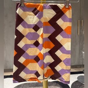 Zara Geometric Patterned Athletic Shorts - Purple, Orange, Cream